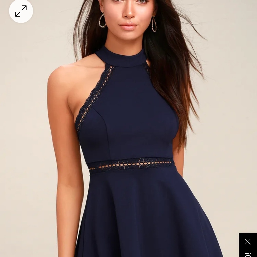 LuLu’s Reach Out My Hand Navy Skater Dress